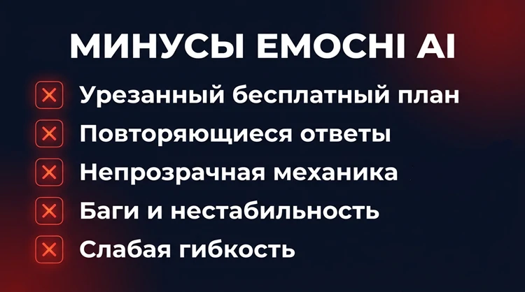 Недостатки Эмочи