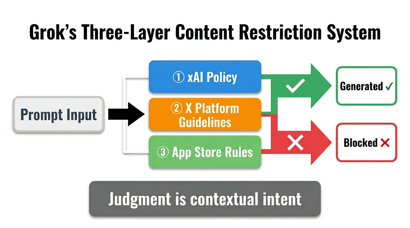 Grok's Three-Layer Content Restriction System