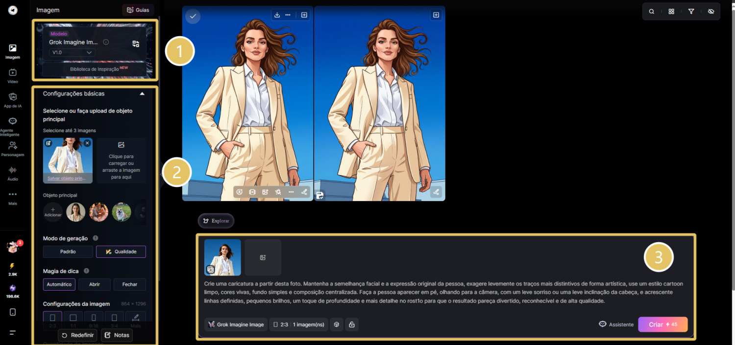 Passos completos para gerar caricaturas com o SeaArt AI