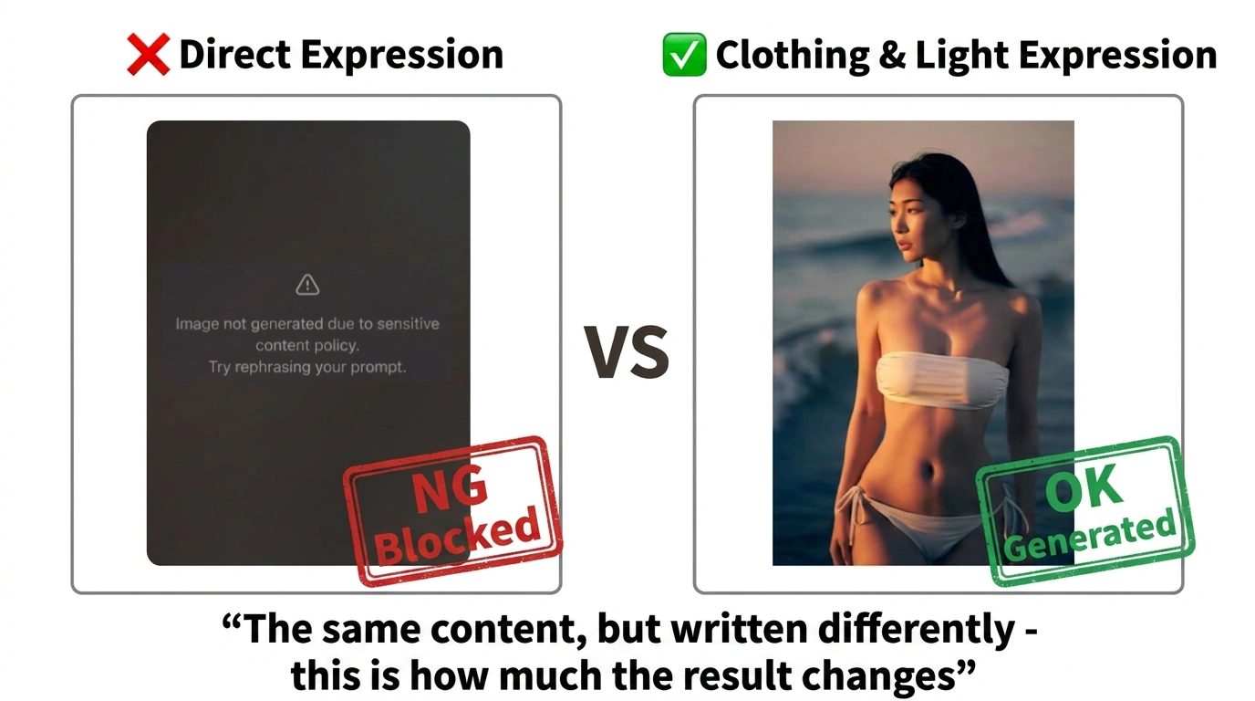 Describe Through Clothing, Materials, and Light - Not the Body Directly