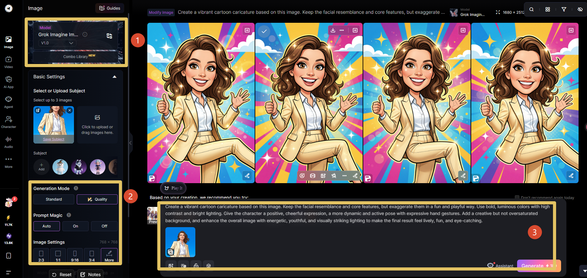 Steps to create caricatures with SeaArt AI