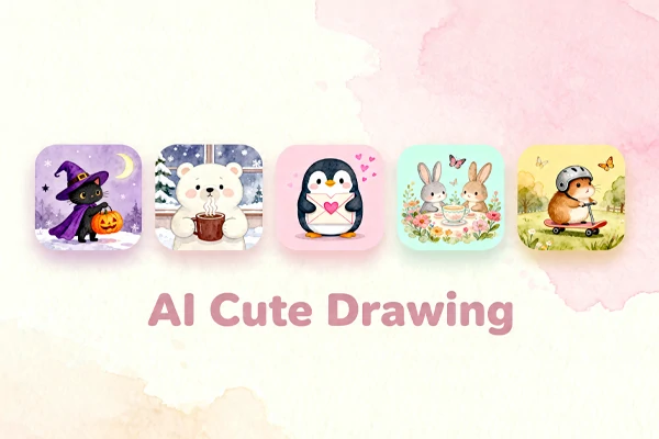 30+ AI Cute Drawing Prompts for Kawaii Characters & Stickers