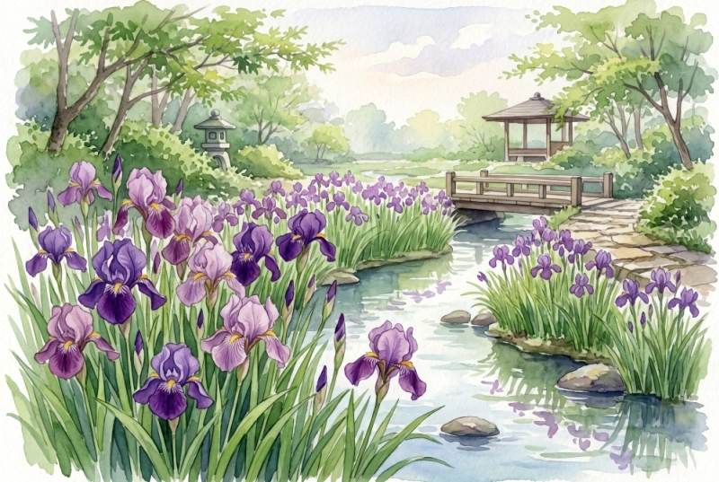 あやめの群生イラスト