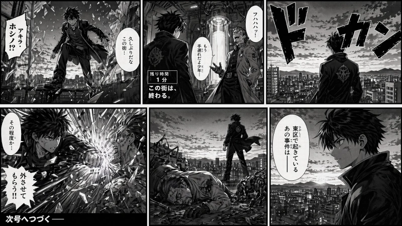覚醒シーンの少年マンガ1ページ