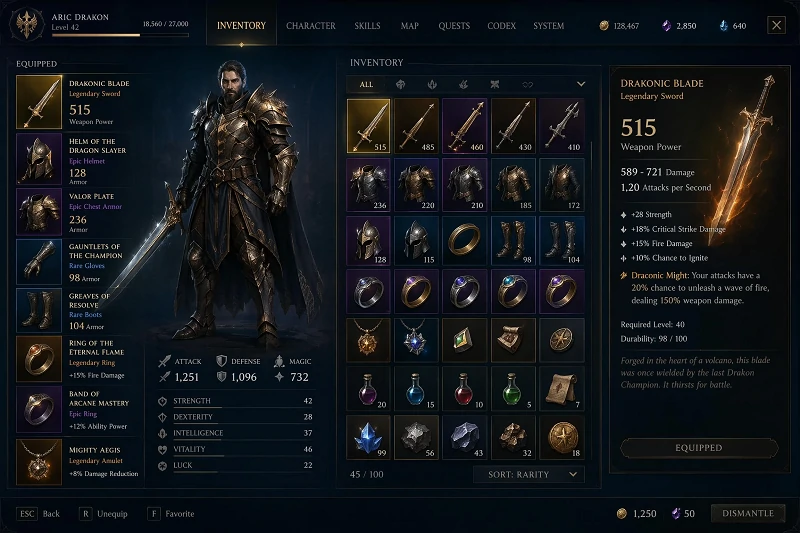 Fantasy RPG Inventory Screen