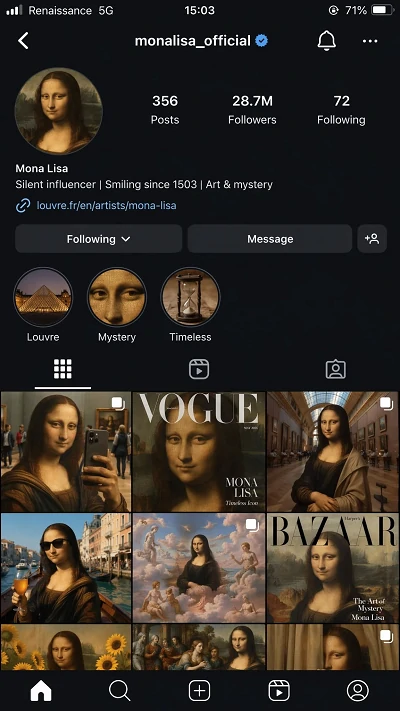 Mona Lisa Instagram Profile with GPT Image 2