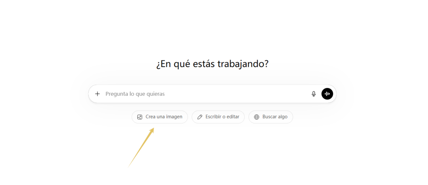 Elige “Crear una imagen” desde la página principal de ChatGPT.