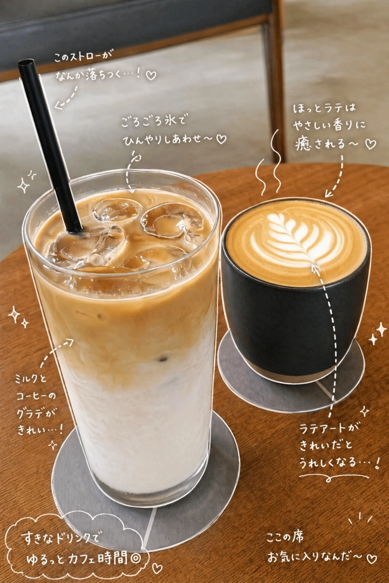 カフェドリンク写真 手書き風加工