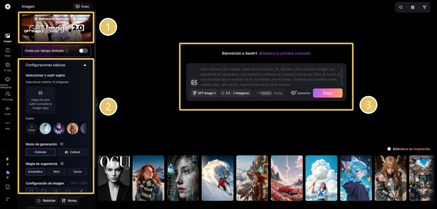 Página de GPT Image 2 en SeaArt AI