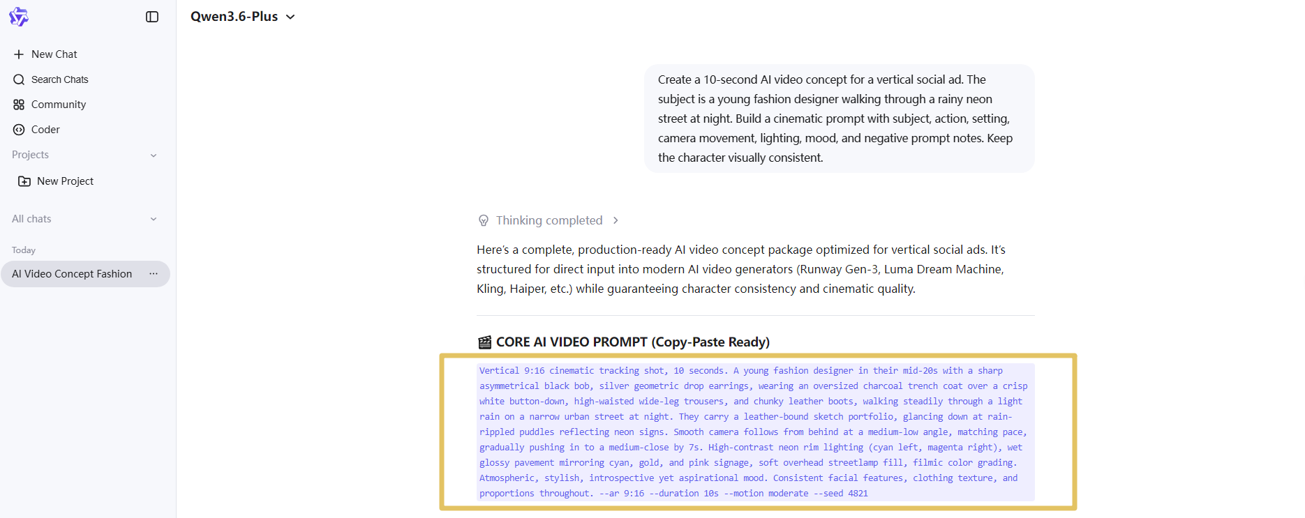 Qwen can turn that into a much cleaner production prompt