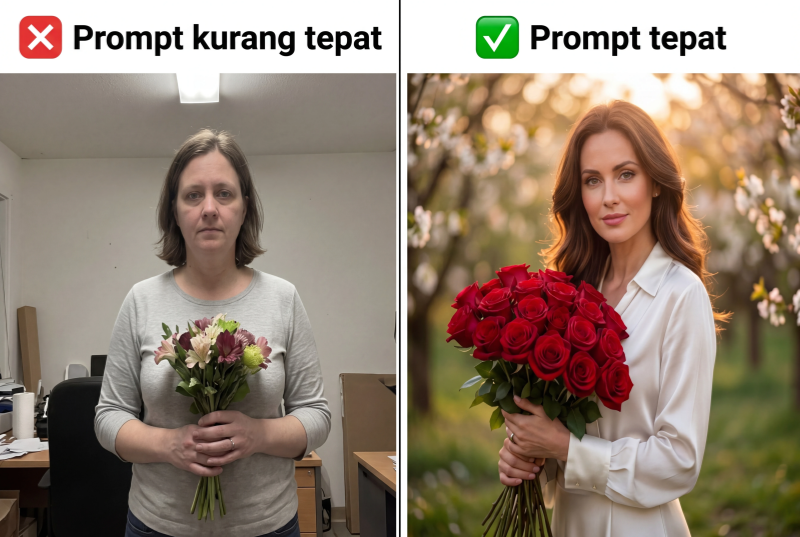 Perbandingan prompt salah vs benar untuk Hari Ibu
