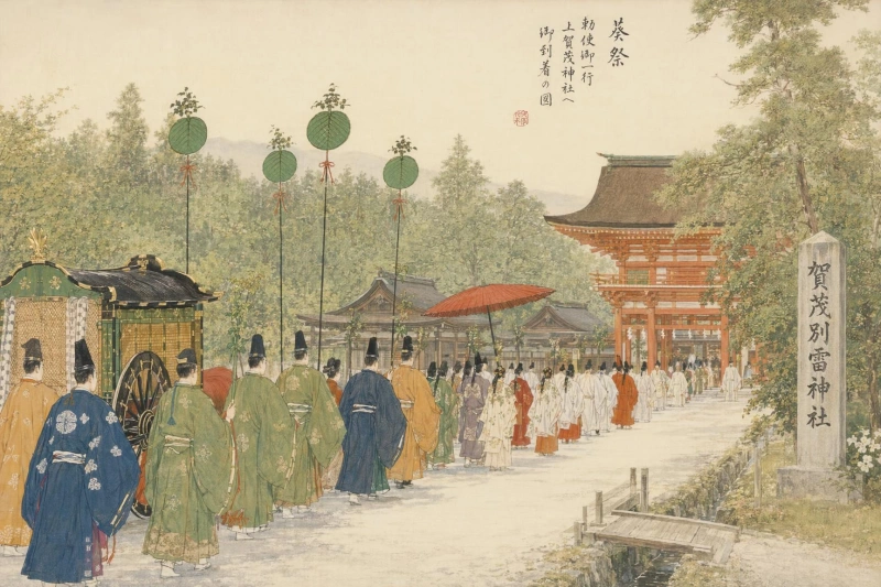 上賀茂神社に到着する祭礼場面 イラスト