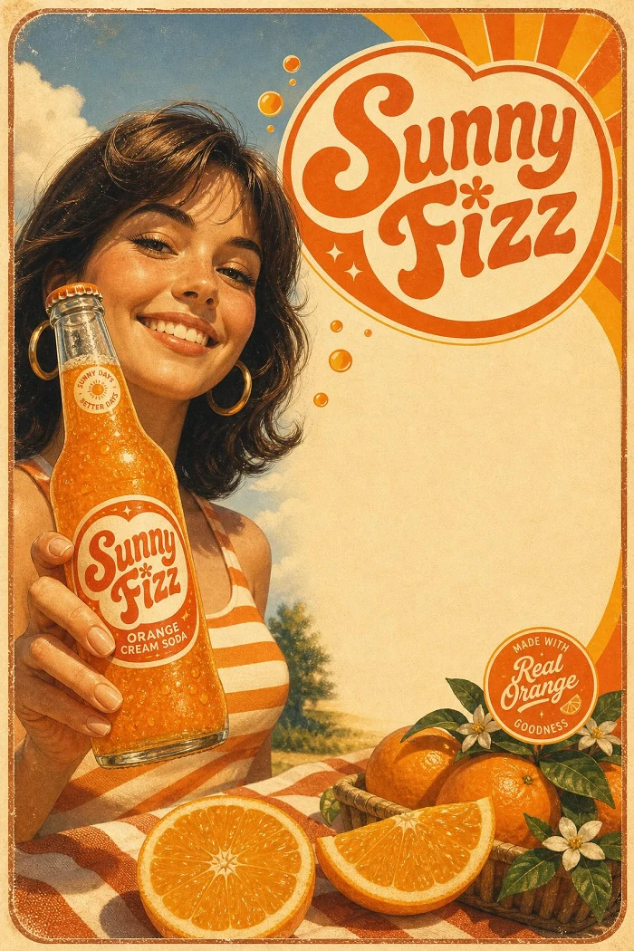 Cartel publicitario retro de IA