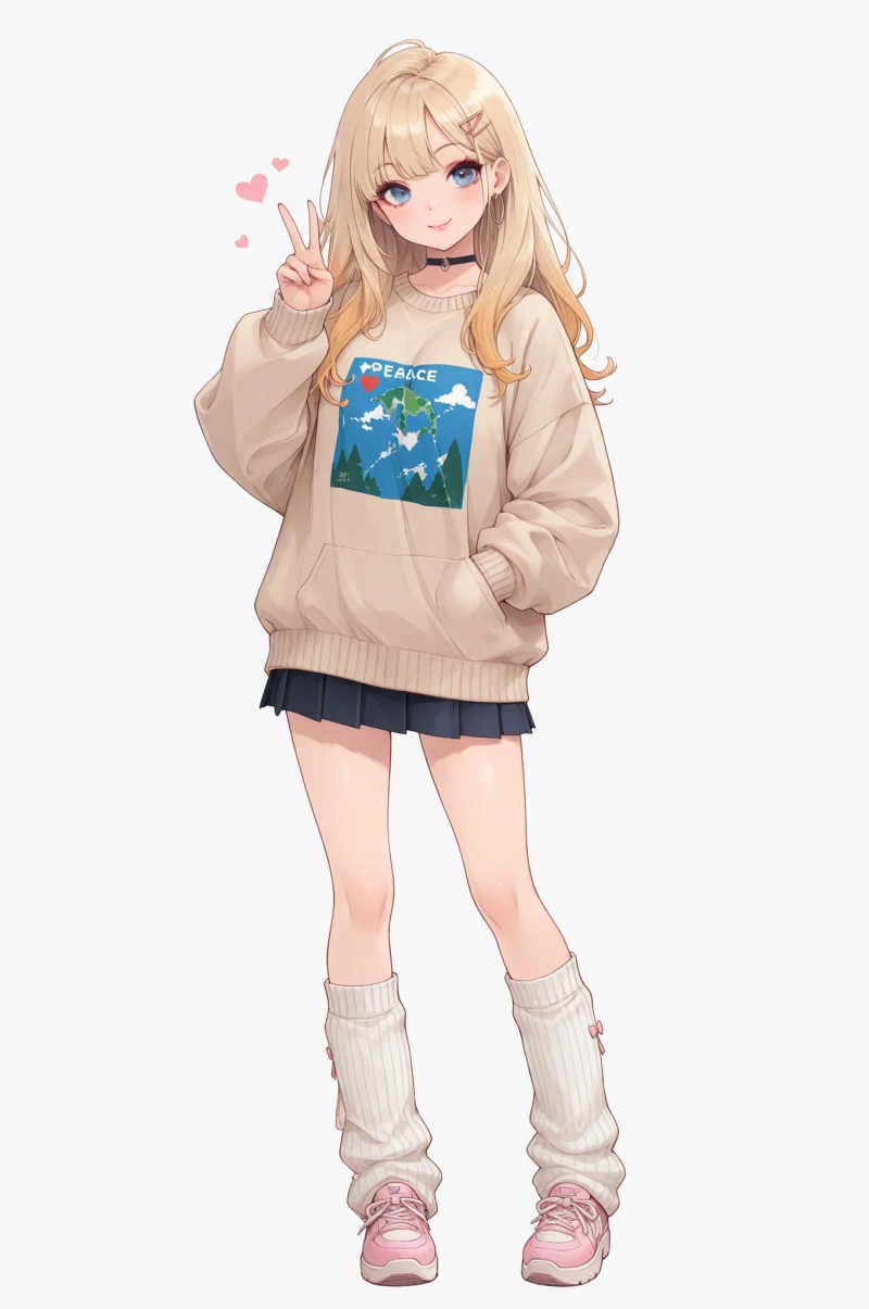 明るい髪色のギャル風立ち絵
