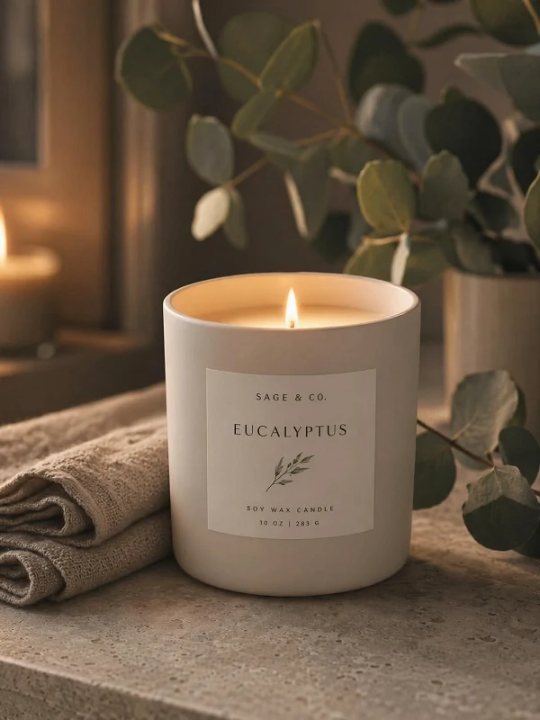 Transform the mood of the candle jar photo into that of the night.