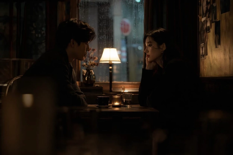Two People Sitting in the corner of A Café