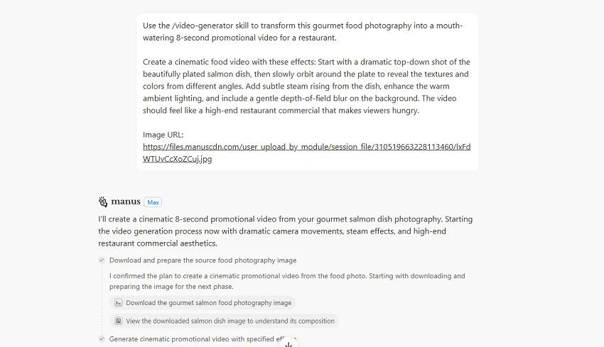 Create Video with Manus AI's video-generator Skill