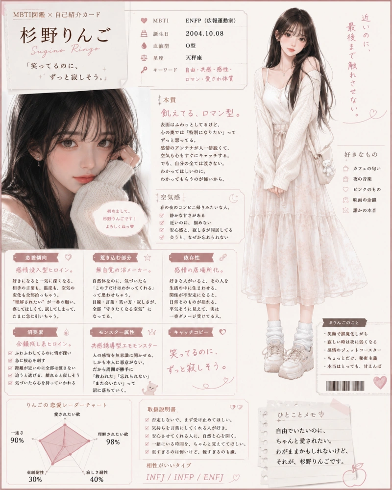 MBTI図鑑風自己紹介カード 生成例