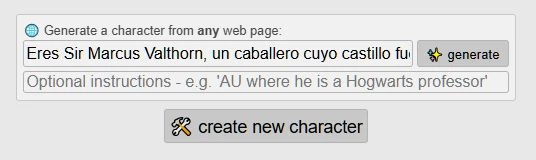Crear personajes en Perchance AI