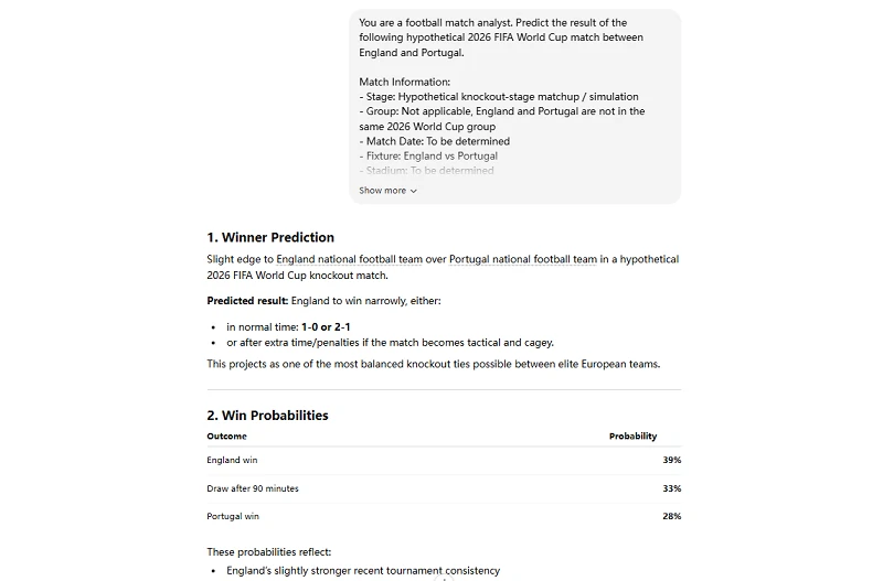 Use ChatGPT to predit the World Cup score