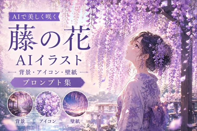 藤の花AIイラスト｜背景・アイコン・壁紙プロンプト集