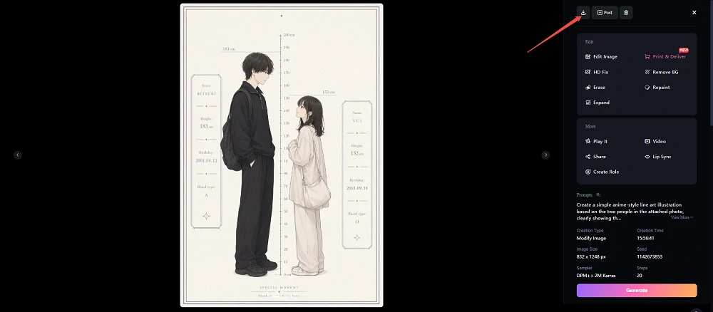 Download and save the height difference AI image