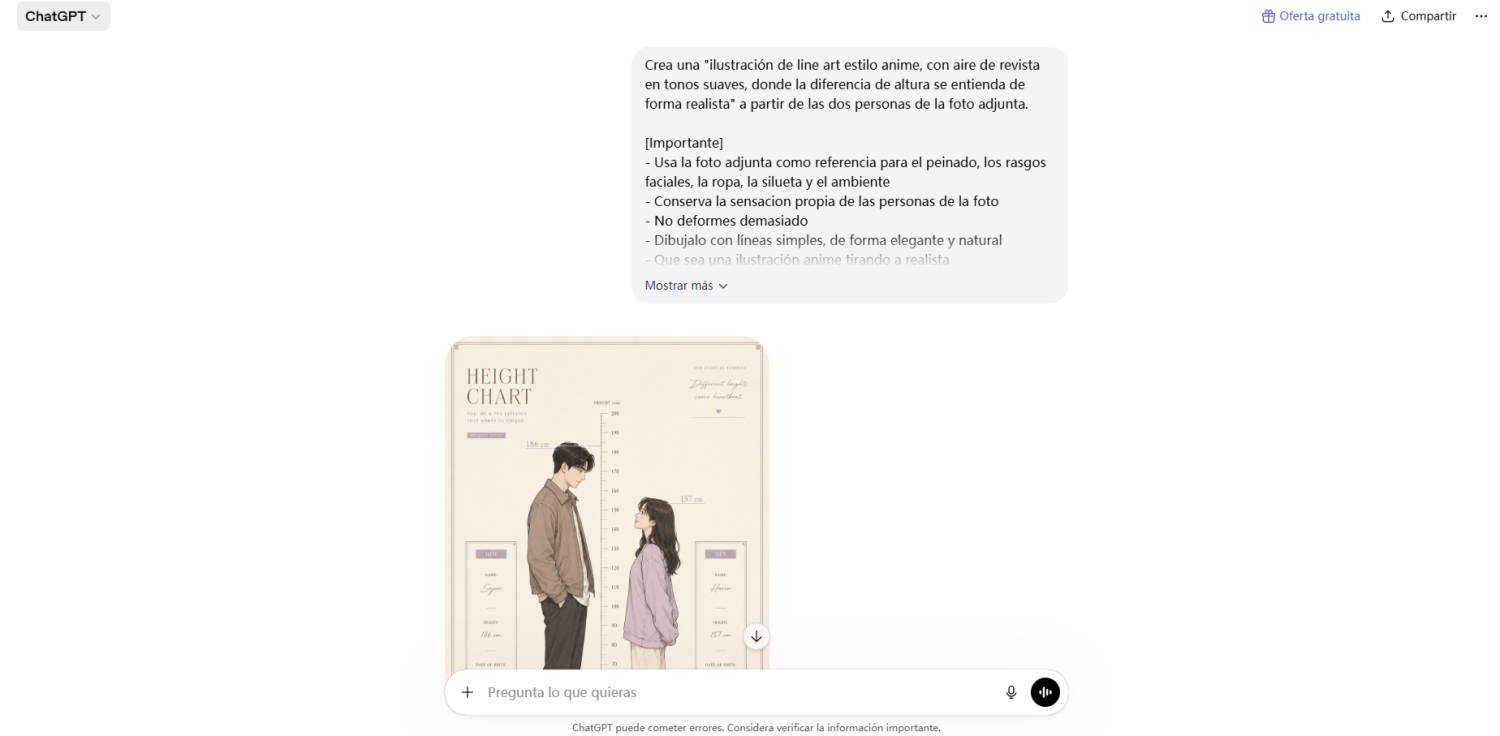 Crear una ilustración de diferencia de altura con ChatGPT