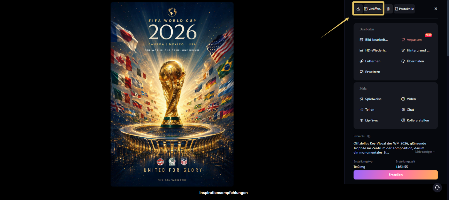 Lade dein mit KI erstelltes WM-Poster herunter