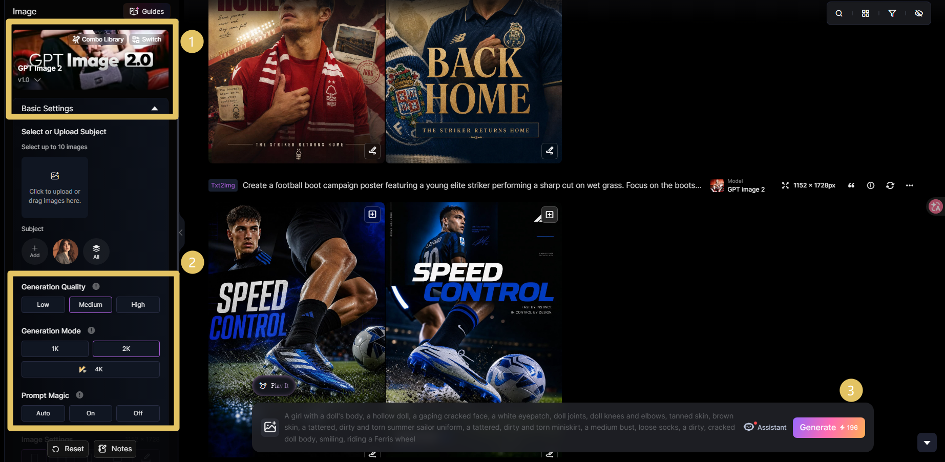 Paste an AI soccer poster prompt and generate the image
