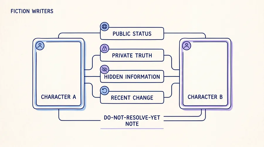 Character relationship chart template fields connecting two fictional characters.