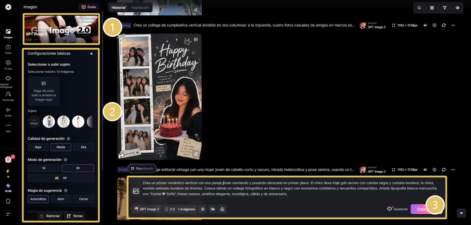Sube tu imagen de referencia y escribe tu prompt