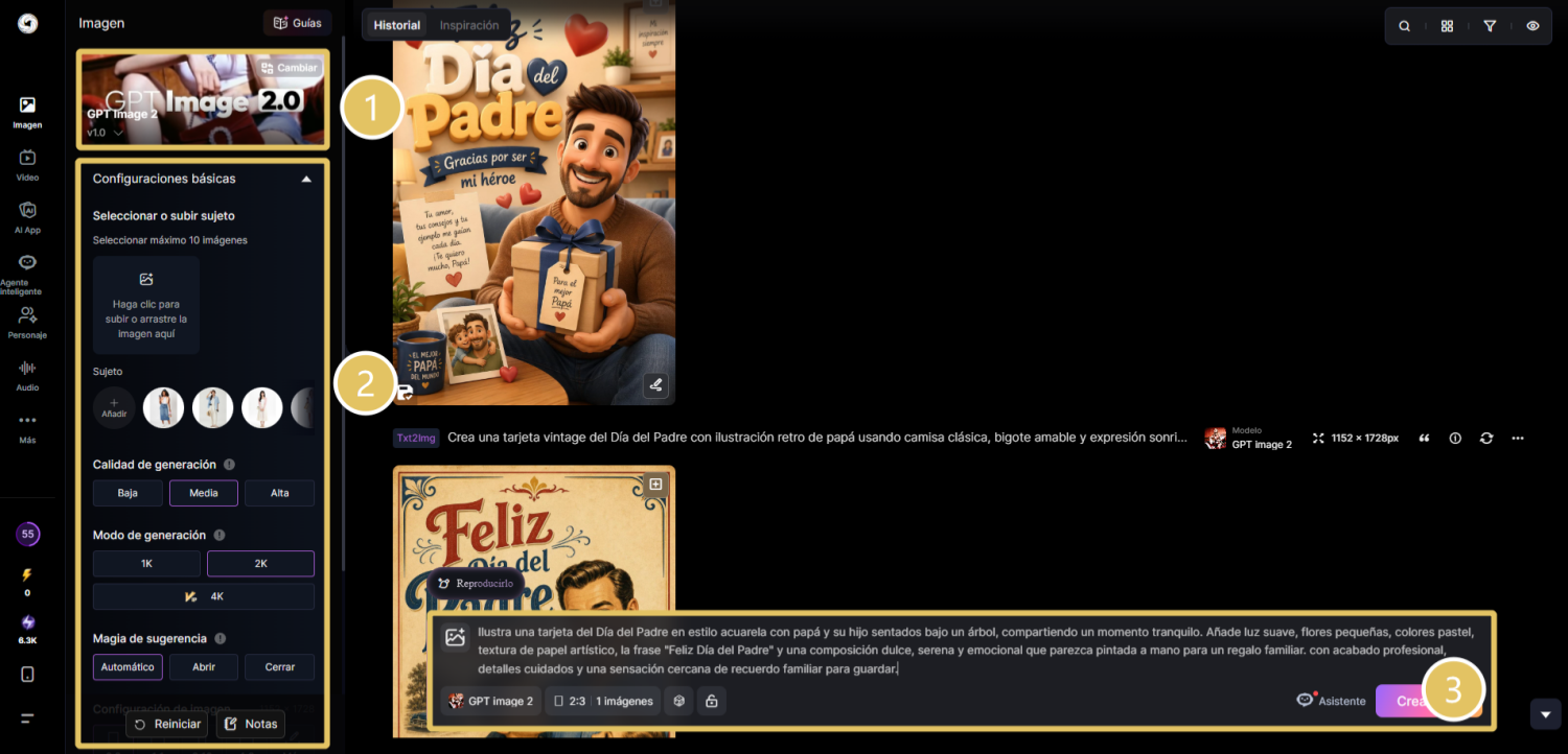 Sube tu imagen y añade el prompt