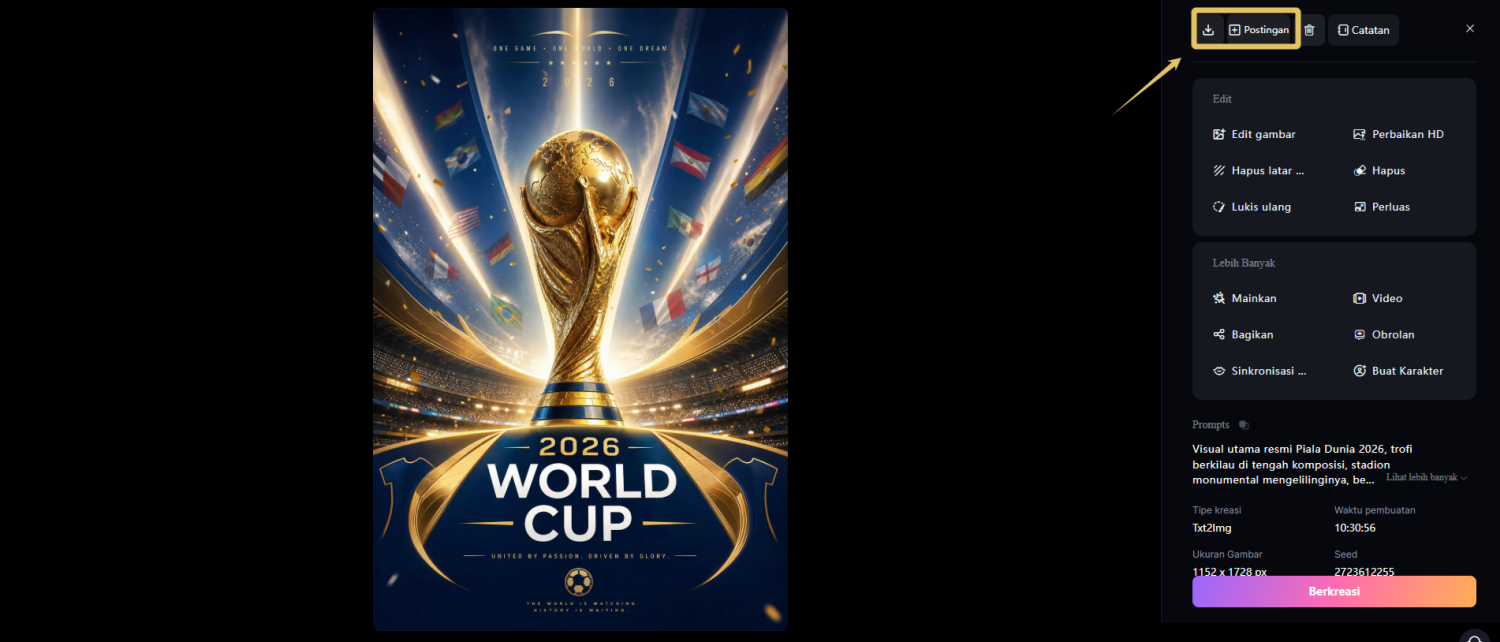Unduh poster Piala Dunia yang dibuat oleh AI
