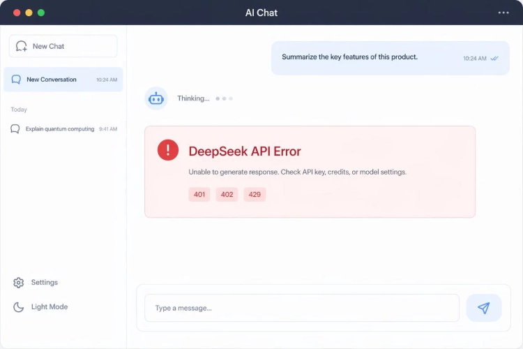 DeepSeek Not Working? Fix Web, App, API & Server Issues