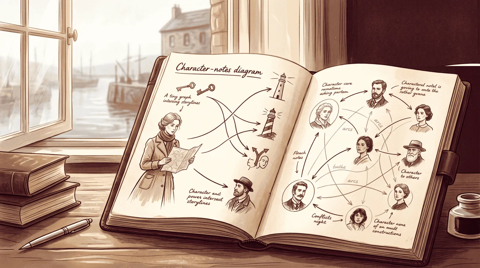 Archivist character facing three possible choices created by pressure and fear.