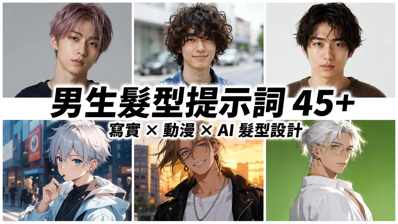男生髮型提示詞：45+ AI 髮型設計與分析範例