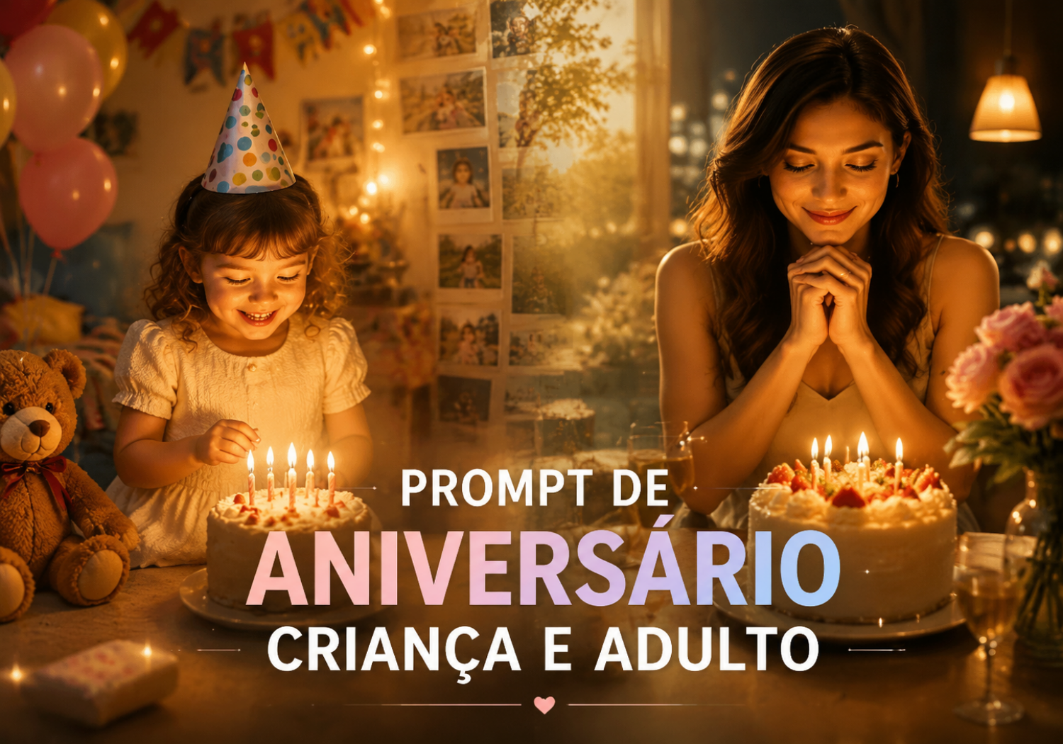 20 Prompt de aniversário criança e adulto para criar fotos com IA