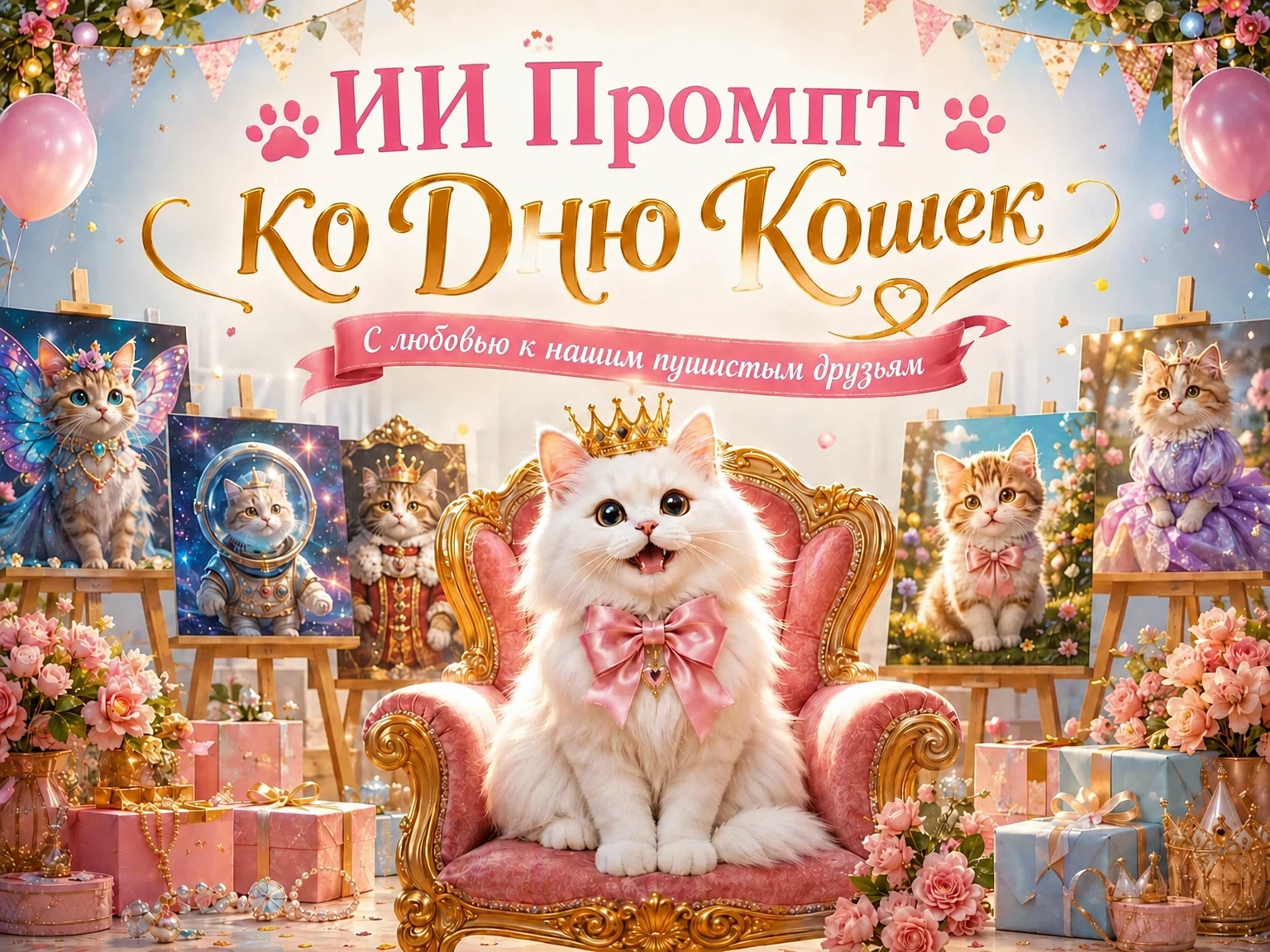 Всемирный день кошек картинки: топ-42 готовых ИИ промпта