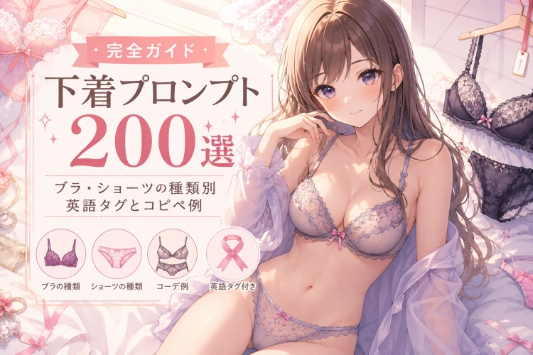 【完全ガイド】下着プロンプト200選｜ブラ・ショーツの種類別英語タグとコピペ例