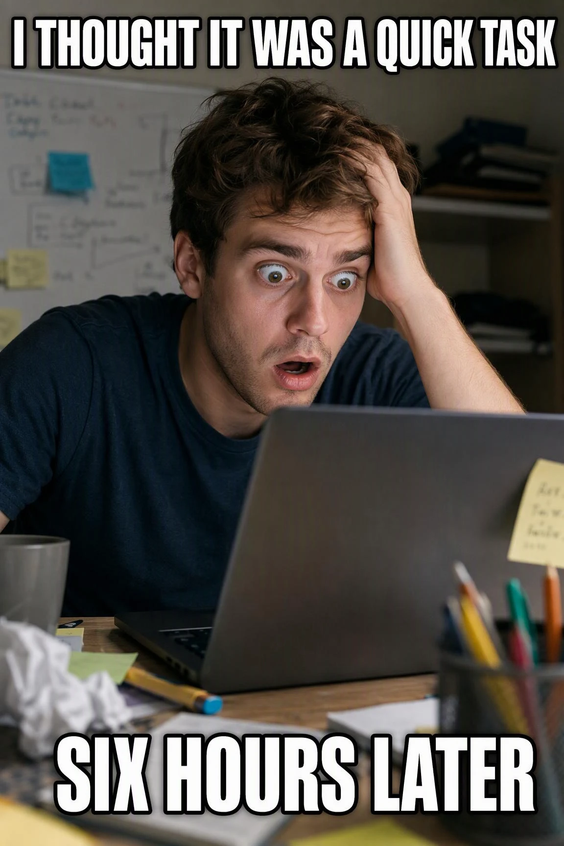 Meme text automatically added to a character reaction image