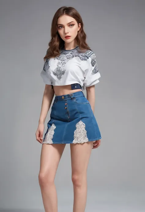 young beautiful girl, ultra detailed, official art, unity 8k wallpaper, (fashion magazine cover:1.3), BREAK，denim mini skirt, graphic tee, combat boots
, mandala