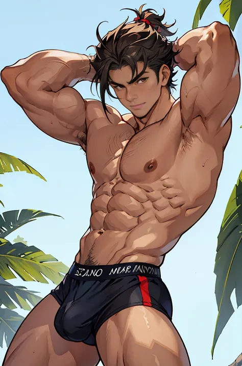 show off thick arms to the audience，closeup of arms，Shoulders exposed，Stout arms，A mais alta qualidade de imagem，Pessoas do sexo masculino，Child，1 menino，jovem e bonito，Shoun，cabelos brancos，Cabelo liso curto，Pele escura，Anime peito grande，anime wallpaper，...