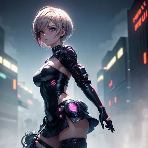 animesque,idol,a beauty girl,(masutepiece, Best Quality:1.3) 
misty cyberpunk, 1girl in, Solo, Looking at Viewer, Short hair, make up, Cyberpunk,  Dark background, rendered on octane, Unreal Engine, Reflectors, diffuse lighting, Elegant, Volumetric,animesq...