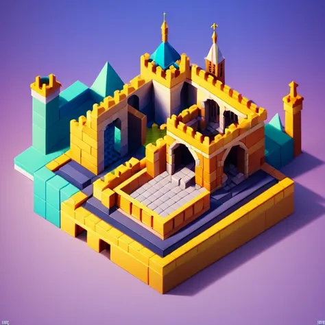 (Isometric perspective: 1.5), (Pixar style: 1.2) SLG game building 3D artwork, arabian castle, LEGO style, ((low poly)),（simplebackground，white backgrounid： 1.3) ,blender, OC renderer, dribble high detail 8k, studio lighting --v 6