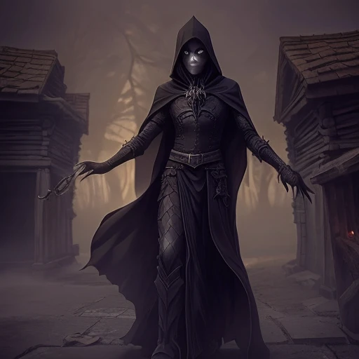 arafed image of a man dressed in a black cloak and holding a glowing ball, dark cloaked necromancer, dark hooded wraith, dark fantasy character design, dark fantasy style art, dark fantasy concept art, male necromancer, undead mage, portrait of the old nec...