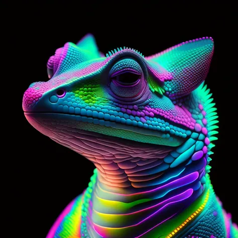 intricate and colorful, (digital painting:1.2) neon gecko, bright neon skin, wet, portrait, concept art, octane render, trending on artstation, neon-noir background, iolibt, vfx, Blender and Photoshop, octane render, excellent composition, cinematic atmosp...