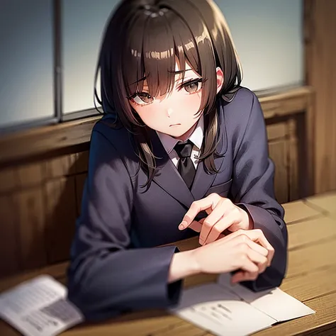 masterpiece, best quality, high quality, multiple man BREAK 1boy, middle school student, school uniform, trousers, blue tie, yellow eyes, serious face, (hairstyle: straight), black hair, middle hair, hair over one eye, sleeping at the desk BREAK 1girl, (ne...