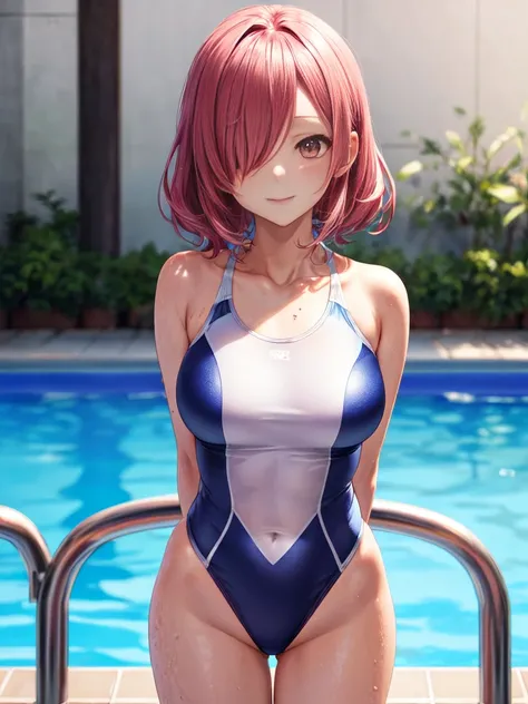 (masutepiece, Best Quality:1.37), hight resolution, Ultra-detailed, ultra-sharp, BREAK, Korean School Idol, (((1girl in:1.37, Solo))), (Beautiful Anime Face, Cute face, Detailed face), (magenta hair, Slong hair, swept to cover one eye), Detailed beautiful ...