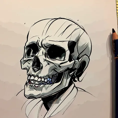 drawing of a skull with a helmet on it's head, drawing of a skull, ((skull)), detalhado, but rough, skull like, outline sketch, ...