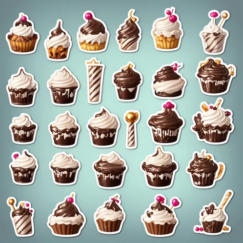 (sticker A delicious chocolate  cream sundae with sprinkles), stickers, adorable, lovely, whimsical, 3D vector art, cute and quirky, fantasy art, watercolor effect, bokeh, Adobe Illustrator, hand-drawn, digital painting, low-poly, low-lighting, isometric s...